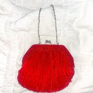 bijoux terner small red beaded bag/clutch